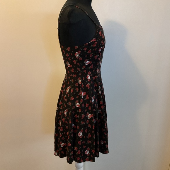 5. By Junkfood Grateful Dead Skull Red Roses Mini dress Spaghetti Straps SZ S - Picture 6 of 10